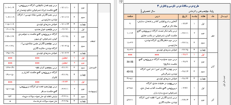 طرح درس سالانه فارسی و نگارش (3)
